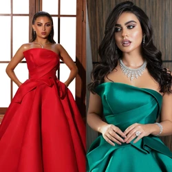 Customized Prom Dresses Simple Strapless Ball Gown Floor Length Evening  Draped s Formal Occasion  vestido formaturaفساتين س