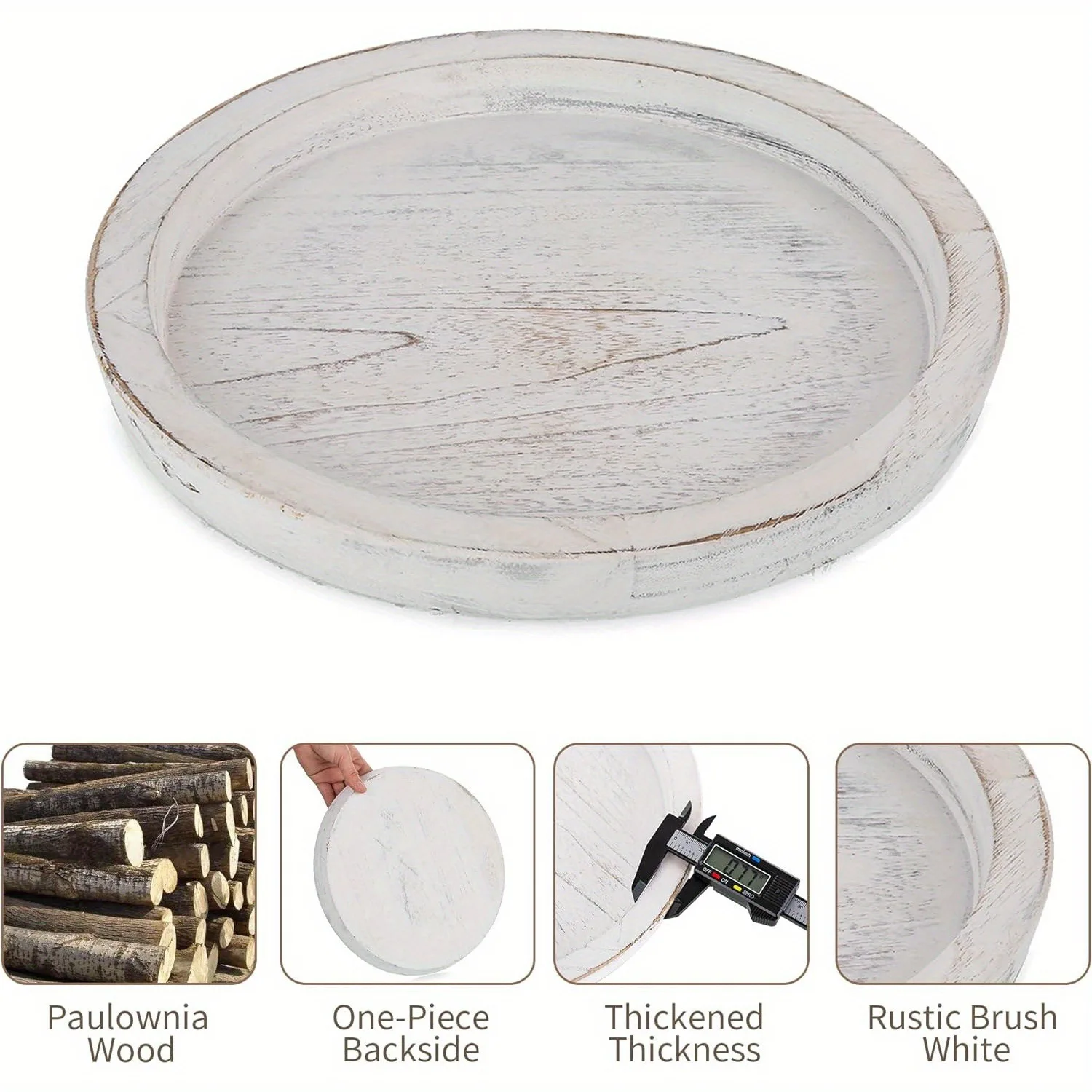 

Creative Wooden Round Serving Tray, Rustic Style Round Solid Wood Plate, Round Serving Wooden Tray