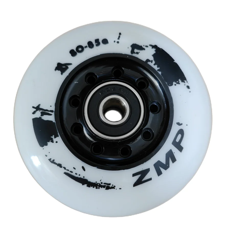 Roue de patin à roues alignées en PU, noir et blanc, 80A, 85A, 72mm, 76mm, 80mm