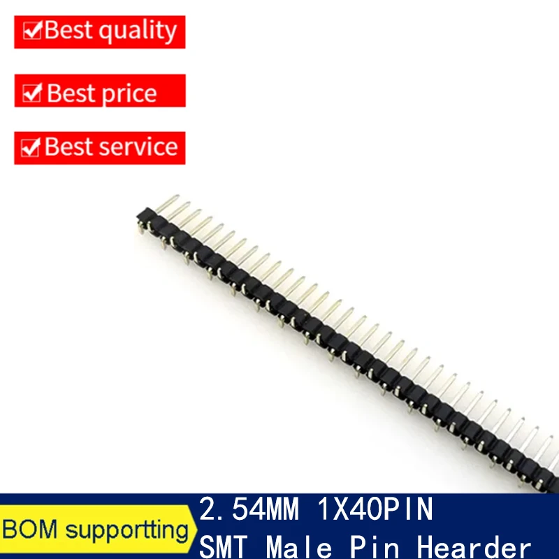 5PCS SMD SMT 1X40 PIN Single Row MALE 2.54MM PITCH PIN Header Strip Connector 40 PIN 1*40 40p 40PIN FOR PCB BOARD