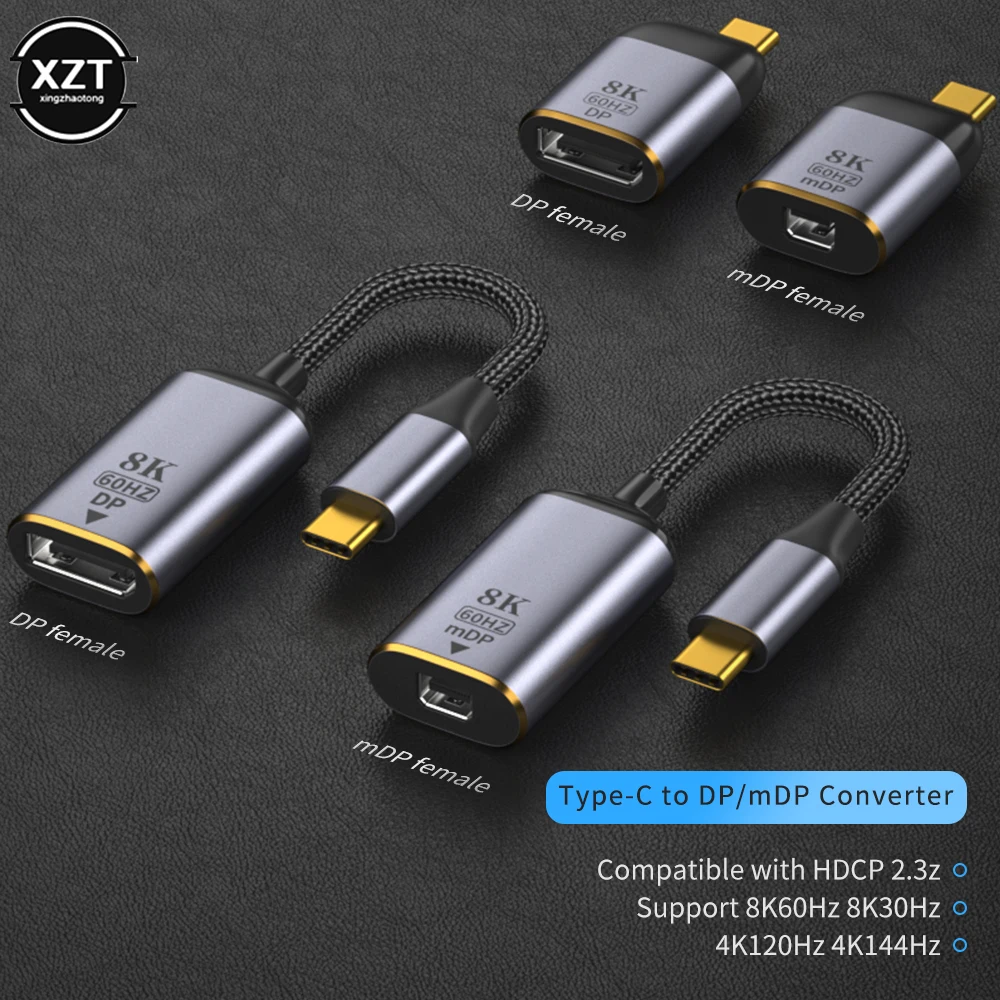 نوع C إلى HDMI-متوافق/DP/mDP محول قابس مهايئ الإسقاط 8k 60 هرتز USB C ذكر إلى أنثى لشاشة عرض فيديو عالية الدقة