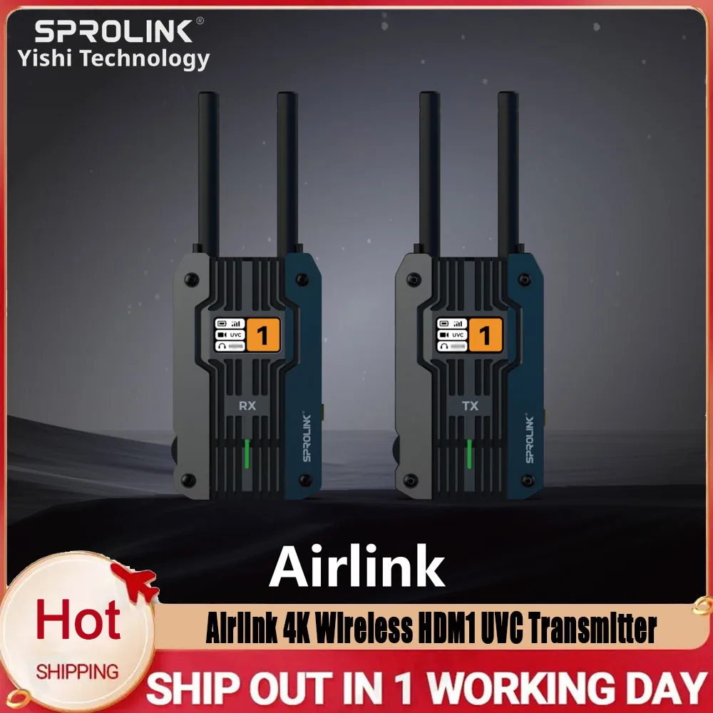 

Sprolink Airlink 4K Wireless HDMI-compatible UVC Transmitter 300M 1000FT Long Distance for Live Streaming Broadcast