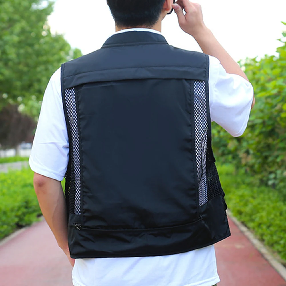 日常使用用-釣り用-メッシュ-ノースリーブ-ジャケット-釣り用ジャケット-旅行用-vネック-迷彩柄-無地-通気性