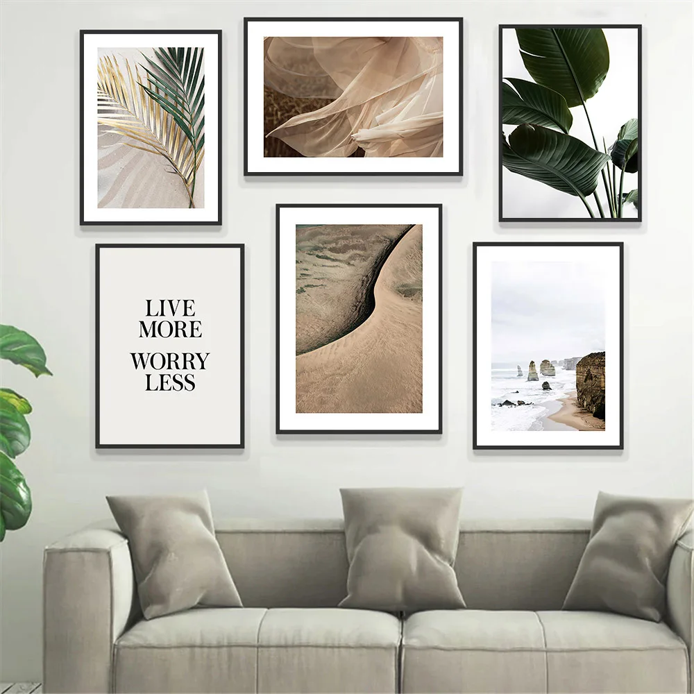 Palm Banana Leaf Canvas Painting Beach Landscape Wall Art Poster Nature Prints Nordic Wall Pictures Living Room Home Decor