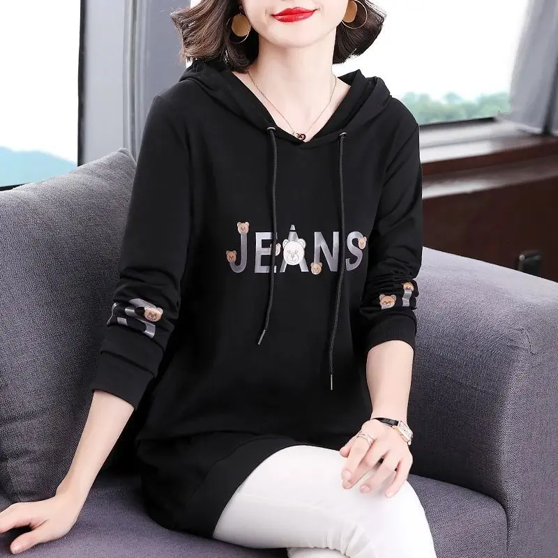 Sudaderas con capucha con estampado de letras de dibujos animados para mujer, ropa de calle informal de moda coreana, Sudadera con capucha Y2K,