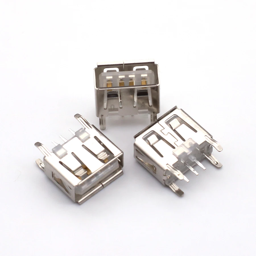 100 Stück Laptop-Motherboard Micro 2.0 USB 4-Pin 4-Pin DC Weiß A-Typ Flachwinkel 180 Grad Buchse PCB-Steckverbinder Sockel Stecker