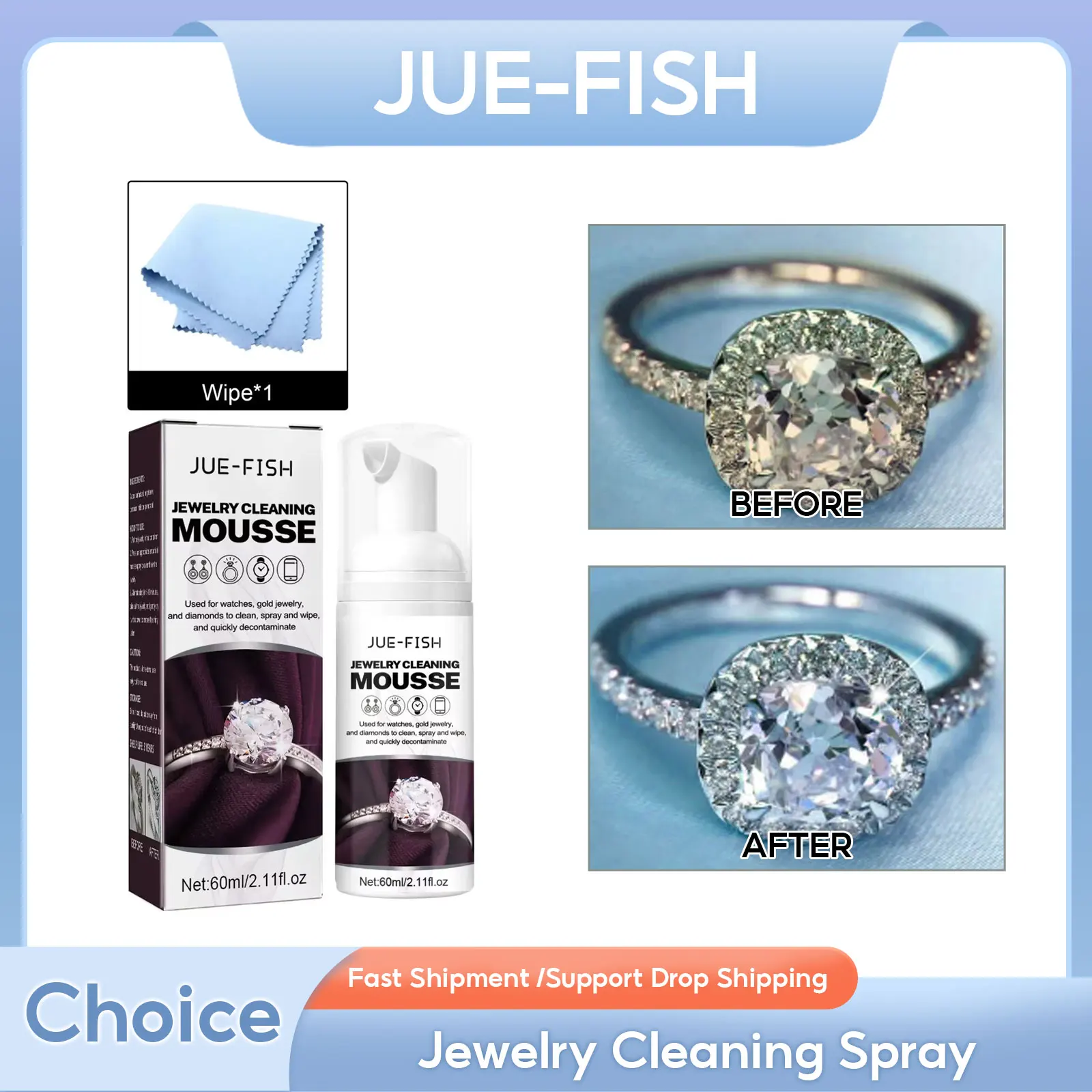 

Jewelry Cleaning Spray Antique Silver Gold Brass Tarnish Dusty Fingerprint Remover Decontamination Care Ring Polishing Solution