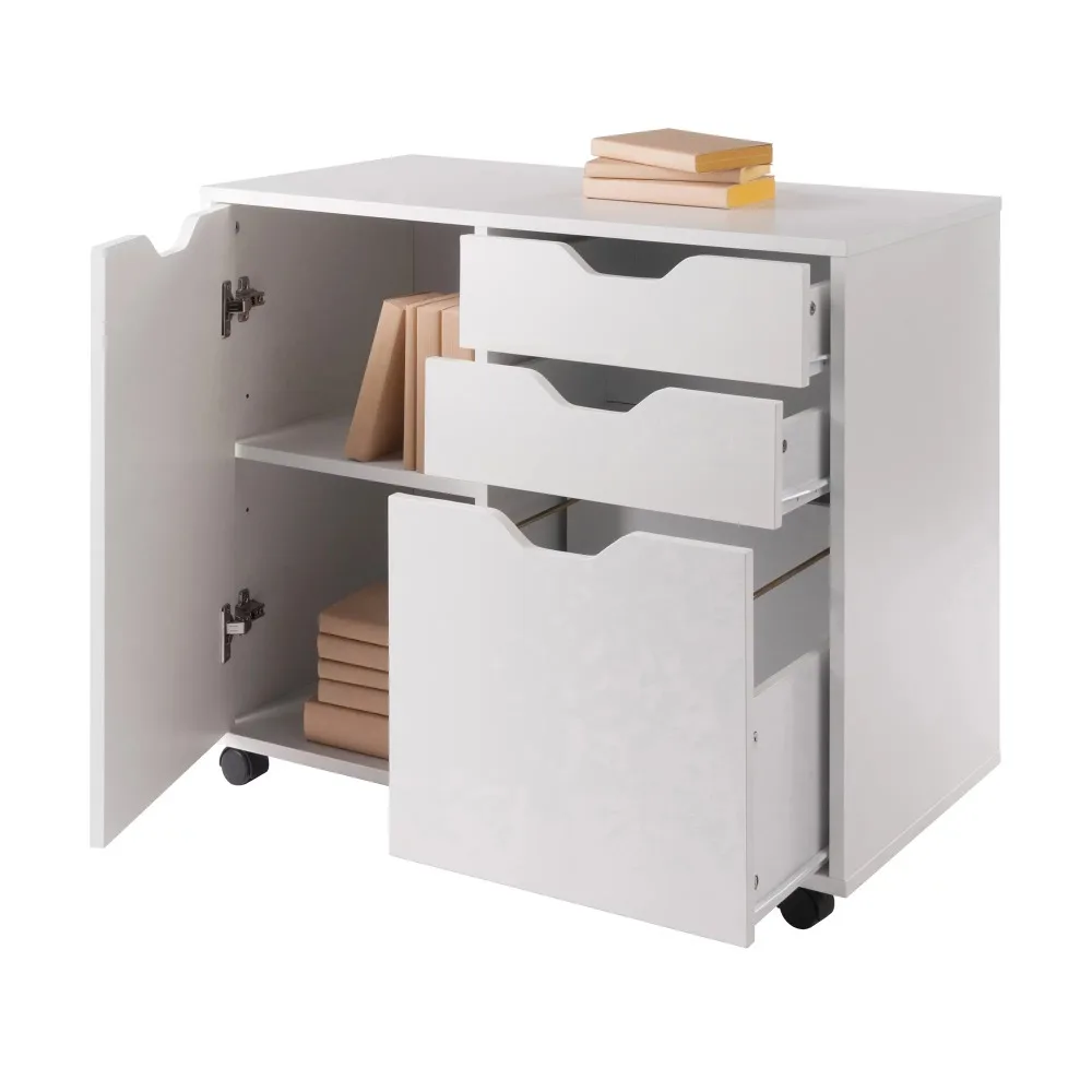 

Wood 2-Section Mobile Filing Cabinet, White Finish, 3 Drawer Filing Cabinet for Legal Letter A4 F4 Size for Home Office