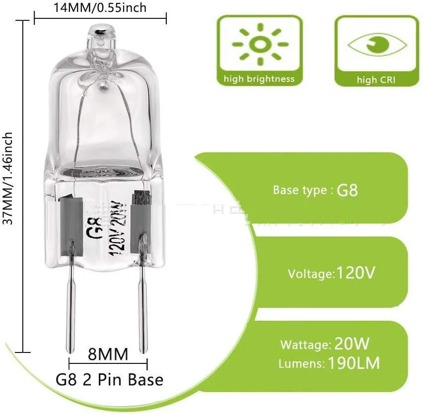 هانيفلاي 10 قطعة G8 مصباح هالوجين ضوء لمبة كبسولة واضح كريستال ضوء 120 فولت 20 واط 35 واط 50 واط الهالوجين G9 الدافئة الأبيض للأغراض التجارية