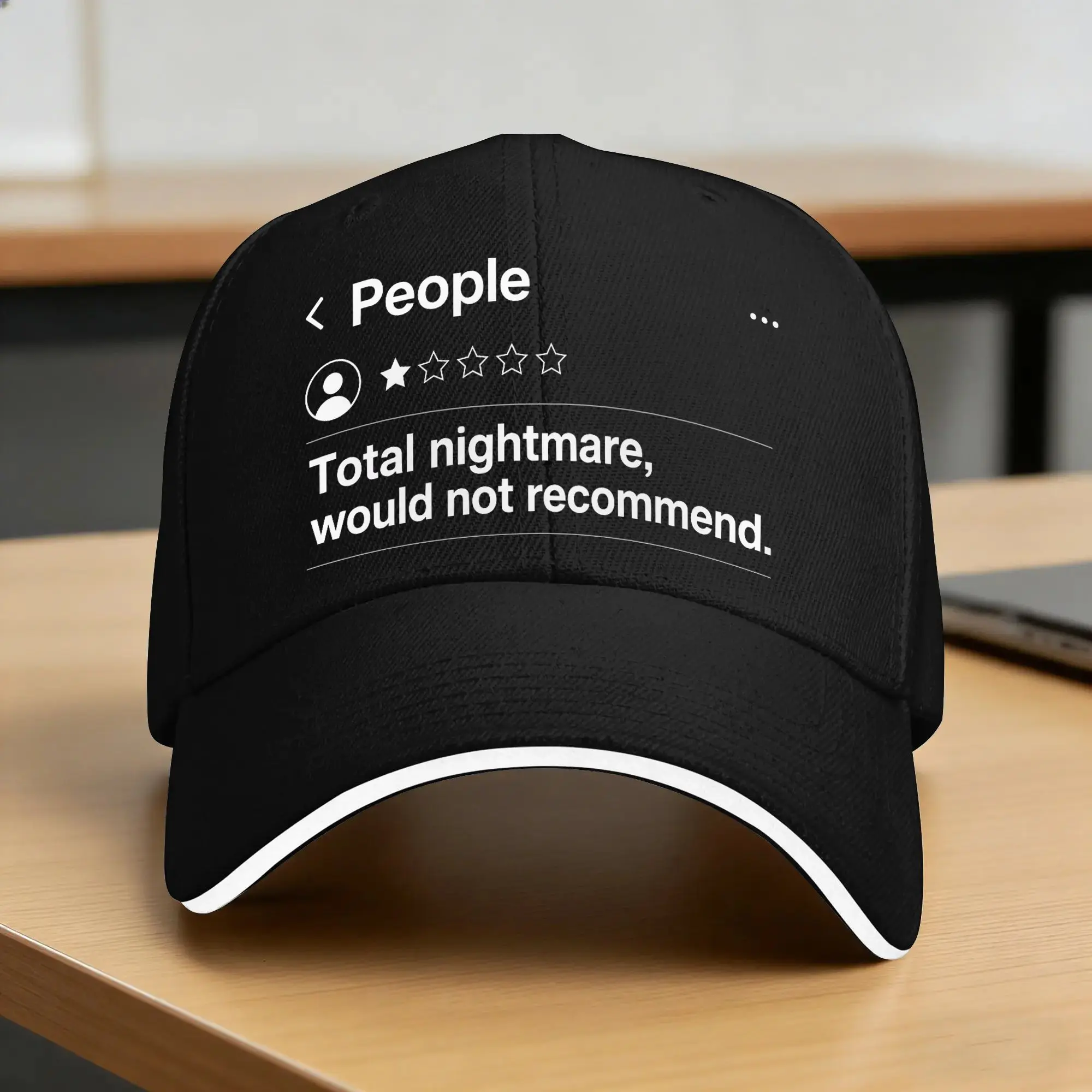 People One Star Total Nightmare  Would Not Recommend Baseball Cap  Running Hippie Sun Trucker Hat Retro Custom DIY Snapback Cap