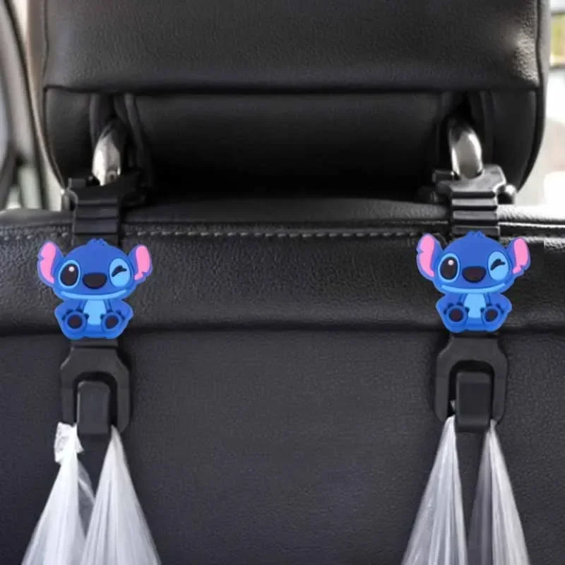 Disney Lilo & Stitch Cartoon Car Hook for Car Back Seat Accessories Stitch Kawaii Anime Figure Creative Pendant Storage Supplies