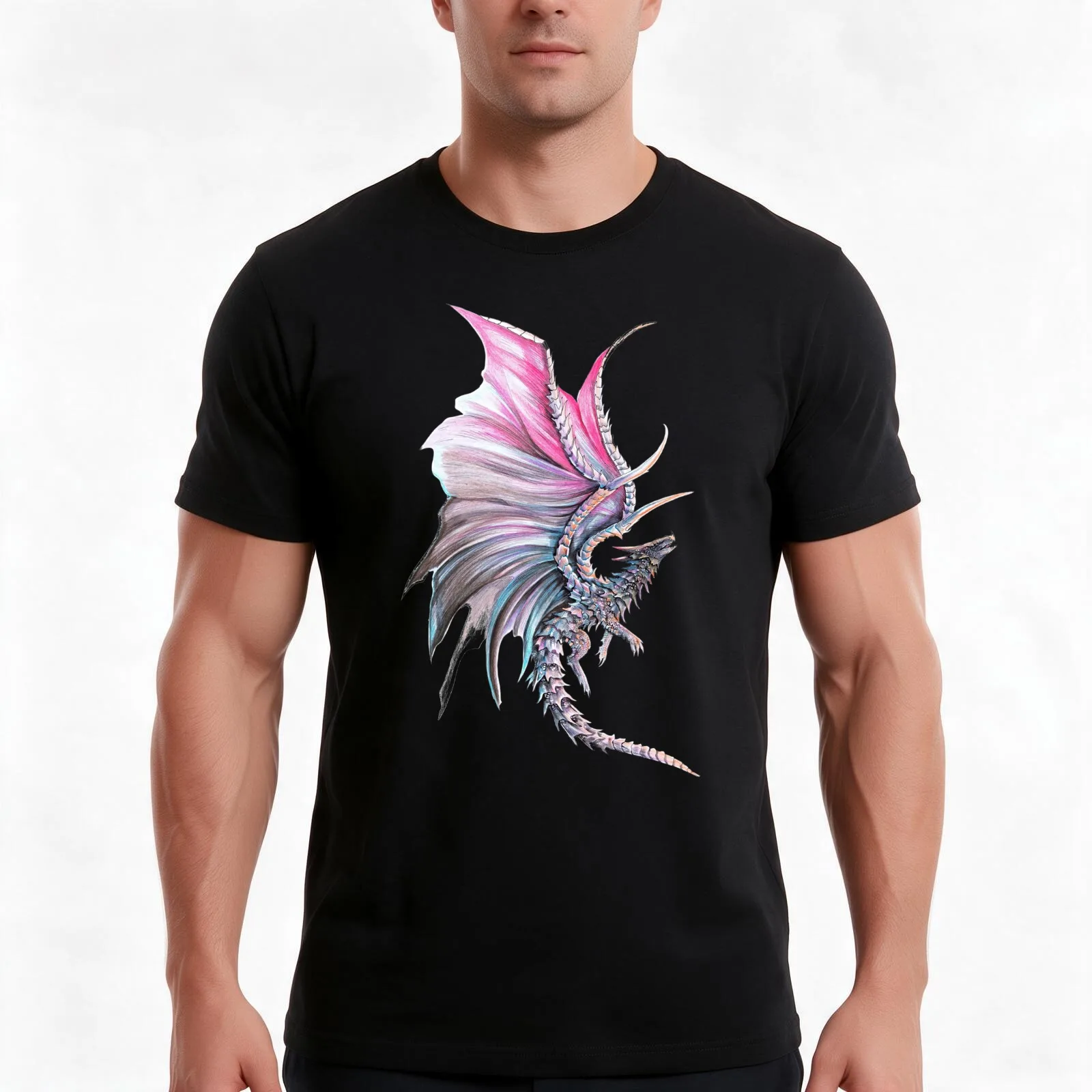Dark Opal Dragon T-Shirt, Summer Casual Cotton Tee, Oversized Streetwear Tops, Vintage Graphic Print, Loose Fit Short Sleeve
