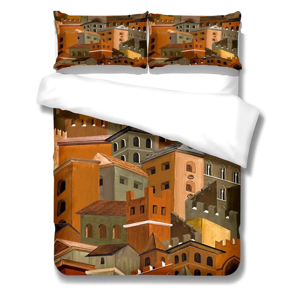 Country Cottage Ibérian Duvet Cover Set UK Single Double Queen King US Twin Full King Size Bed Linen Set