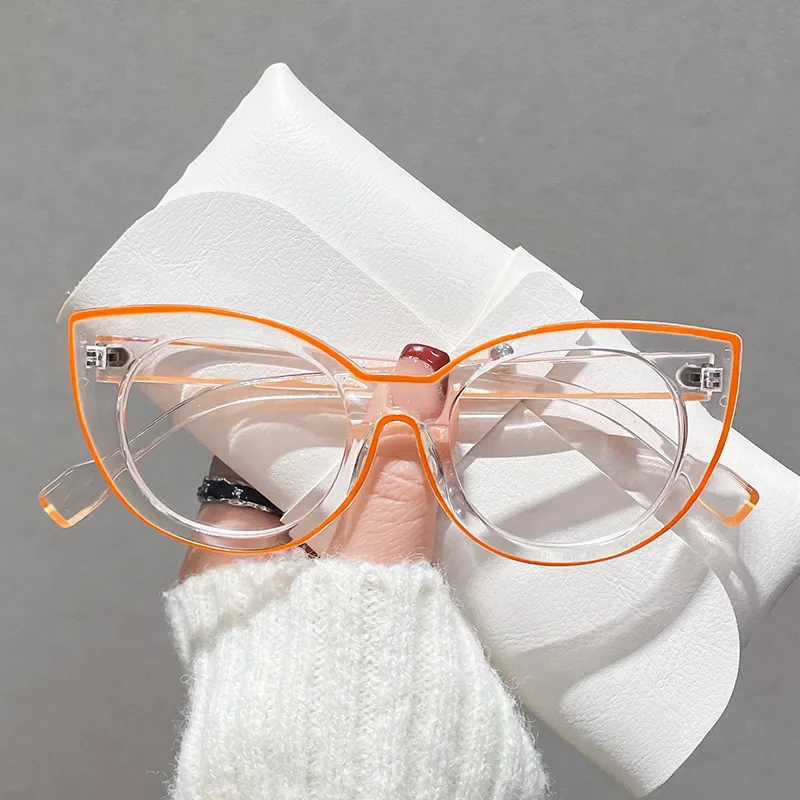 Modische Anti-Blaulicht-Katzenauge-Lesebrille mit großem Rahmen, ultraleichte High-Definition-Presbyopie-Brille mit transparentem Rahmen – Detail 1