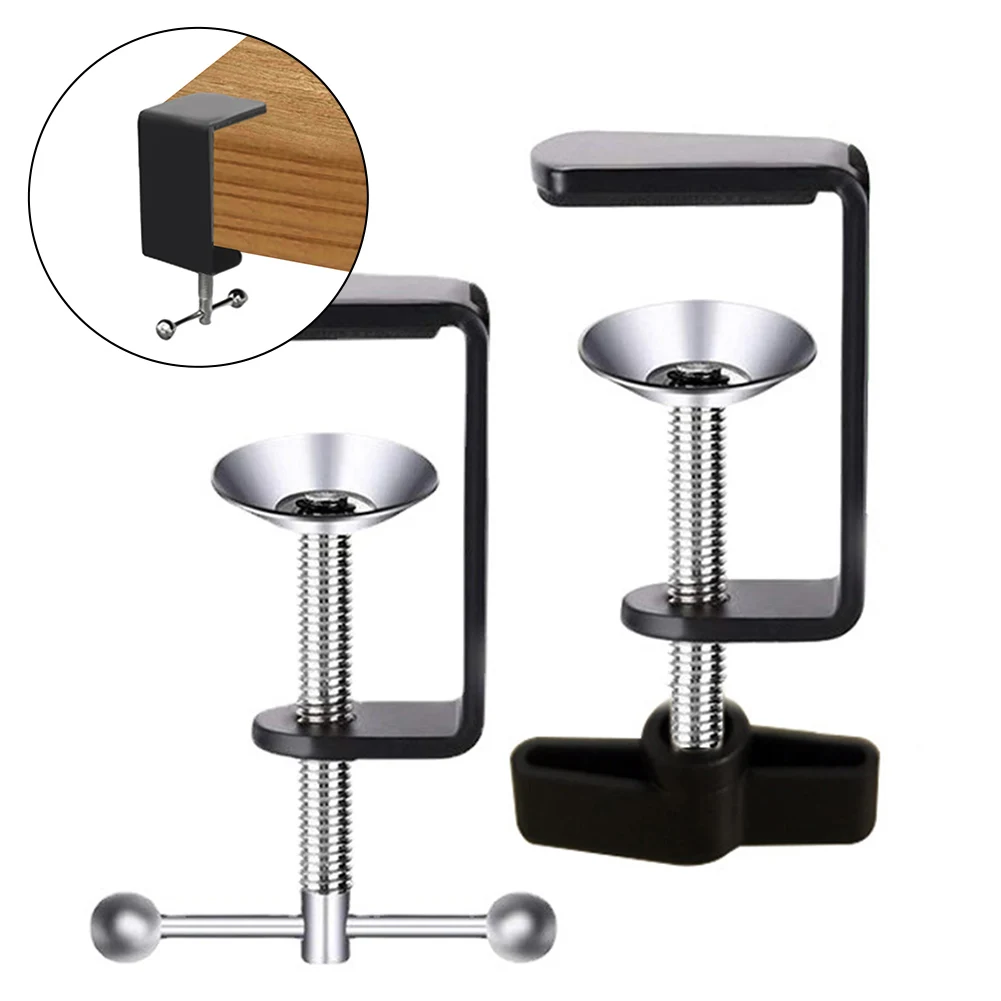 C Shape Table Mount Clamp Stainless Steel Clip With A Silicone Non-slip Pad For Fittings Metal Microphone Stand