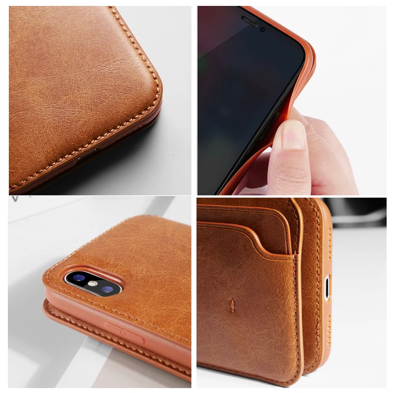 For iPhone XS Case XUNDD Luxury Retro Leather Case Wallet Case Flip Cover for iPhone X Mobile Phone Bag with Card карманный