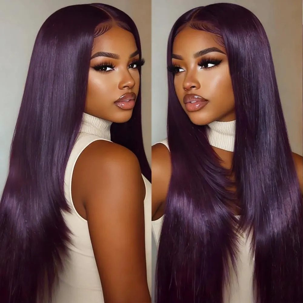 

Violet Purple Straight Lace Front Wigs 13x4 Hd Lace Front Wigs Human Hair 250 Density Lace Front Wigs for Women with Baby Hair
