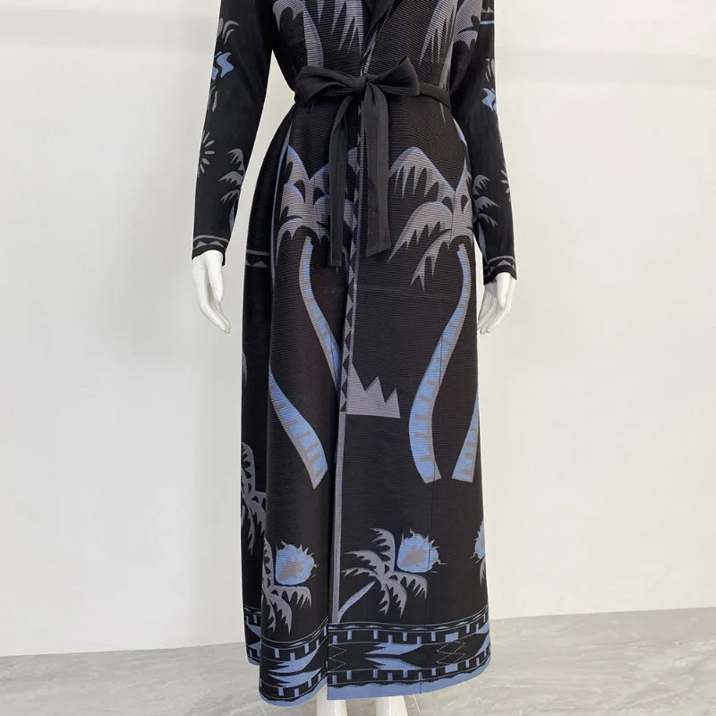 Miyake Naher Osten, Dubai, Abaya, elegante, lockere Strickjacke, plissiert, bedruckt, große Robe, würdevoll, konservativ, Damen, 57,6 cm