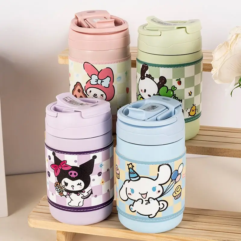 

Cute Kuromi Thermos Cup Sanrio Kawaii Anime Cinnamoroll Pochacco Cartoon Portable Student Drinking Water Cup Gifts for Girls