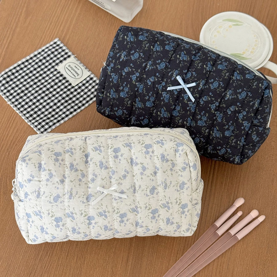 플로럴 퀼팅 메이크업 가방 꽃무늬 화장품 파우치 대형 여행용 화장품 가방 메이크업 에스테틱