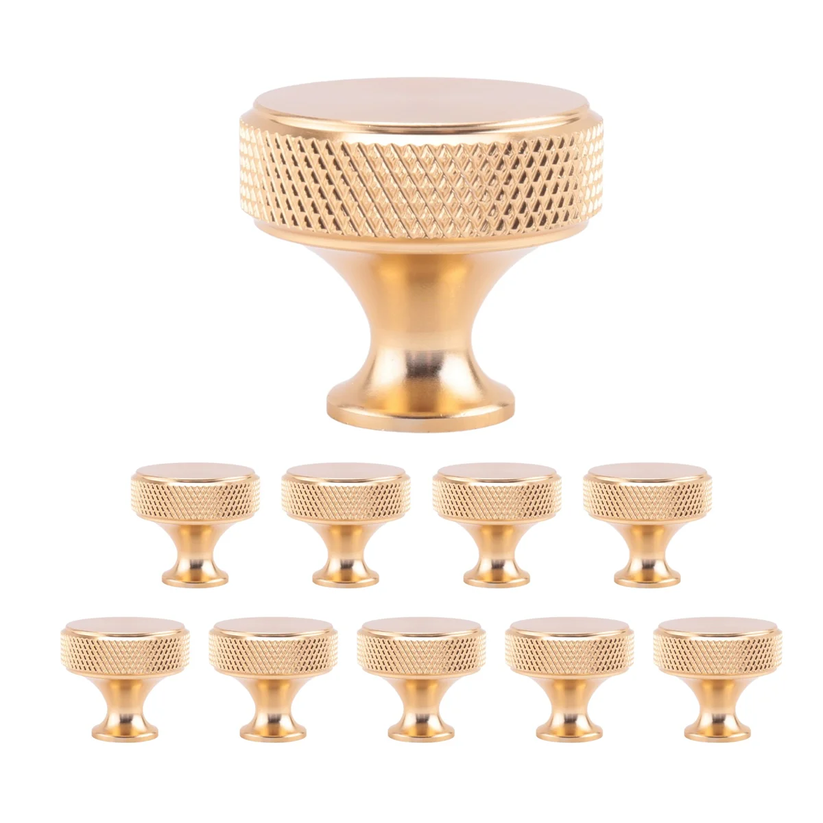 Paquet de ABZV-10 boutons d'armoire moletés en Bronze Champagne, poignées rondes d'armoire de cuisine pour tiroir, commode, placard et garde-robe