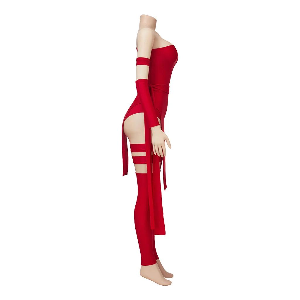Anime Elektra Natchios Cosplay Costume Sexy Red Dress With Headgear Women Halloween Party Superhero Elektra Fighting Gown view 4