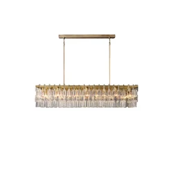 American Rectangular Crystal Brass Chrome E14 LED Chandelier Lighting Hanging Lamp Suspension Luminaire Lampen For Dinning Room