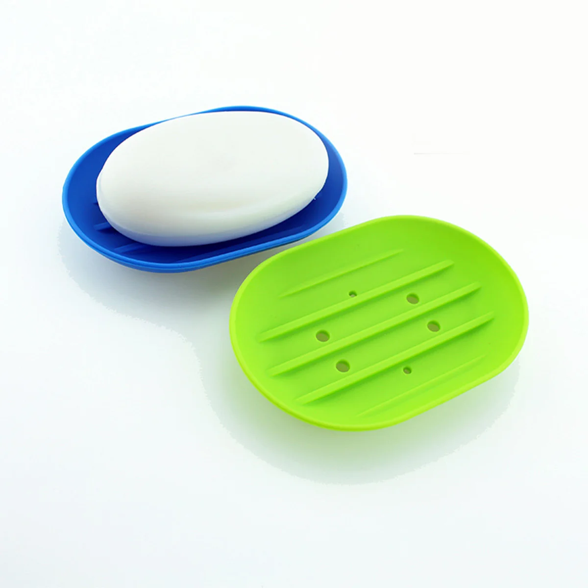 

3Pcs Silicone Soap Holder Soap Dish Flexible Self Draining Tray Non Scratch for Bathroom Kitchen 11.5x8x2cm Yellow