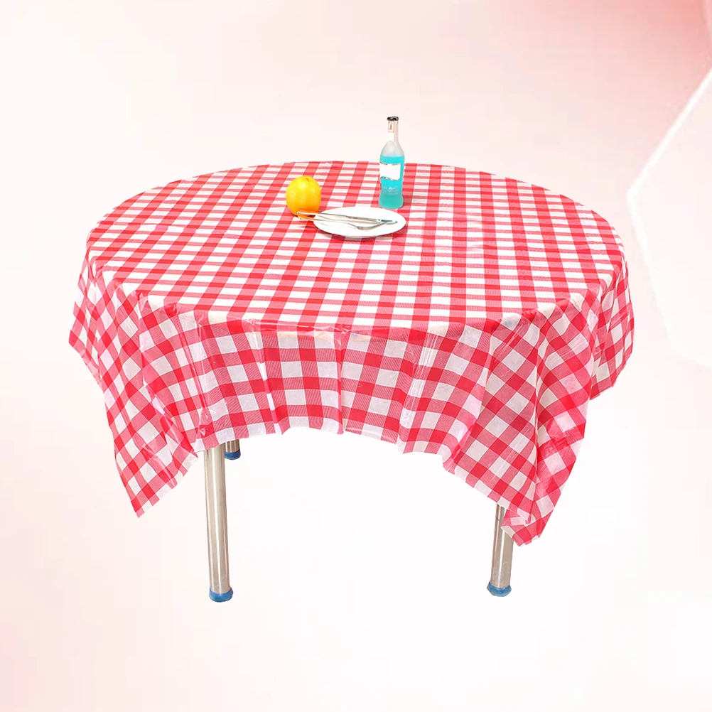 

10pcs Red Checkered Tablecloth Disposable Lightweight Plastic Party Covers Large Size Versatile Washable Stain Resistant