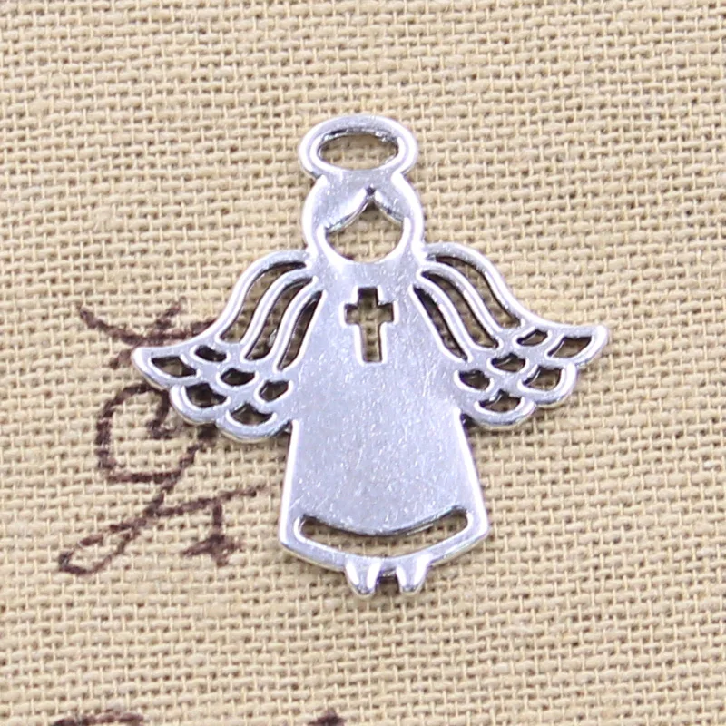 10pcs Charms Nurse Cross Heart Snowflake Angel Snow Love 27x28mm Antique Silver Color Pendants DIY Crafts Making Tibetan Jewelry