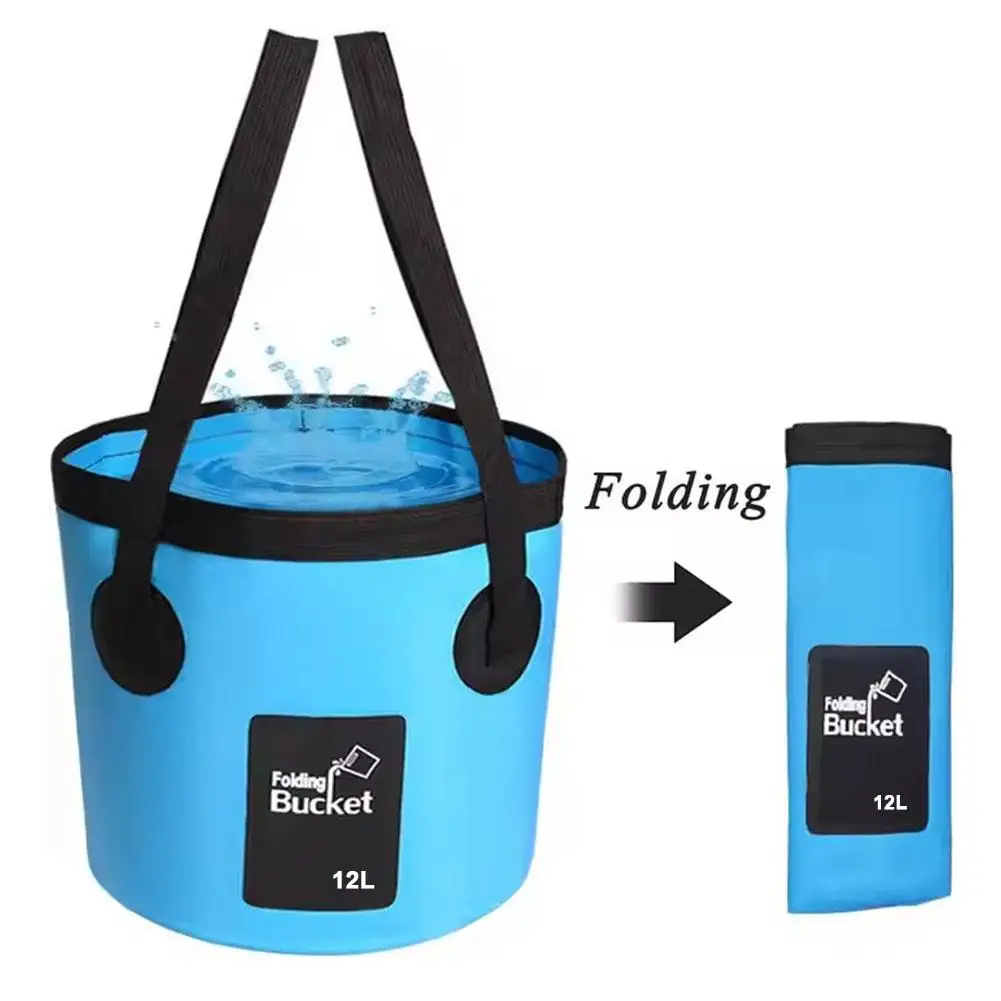 Multi-Purpose Portable Collapsible Bucket for Fishing Camping Outdoor Car Washing, Durable PVC Leakproof Storage Pail