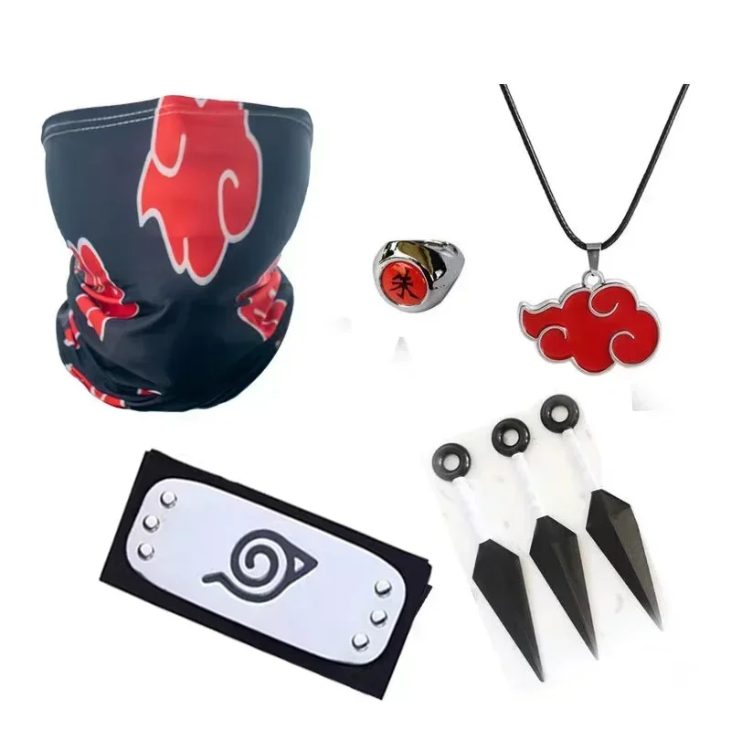 Anime Naruto Cosplay Kakashi Accessories Toys Action Figure Gloves Headband Kunai Mask Uchiha Gloves Set Gift