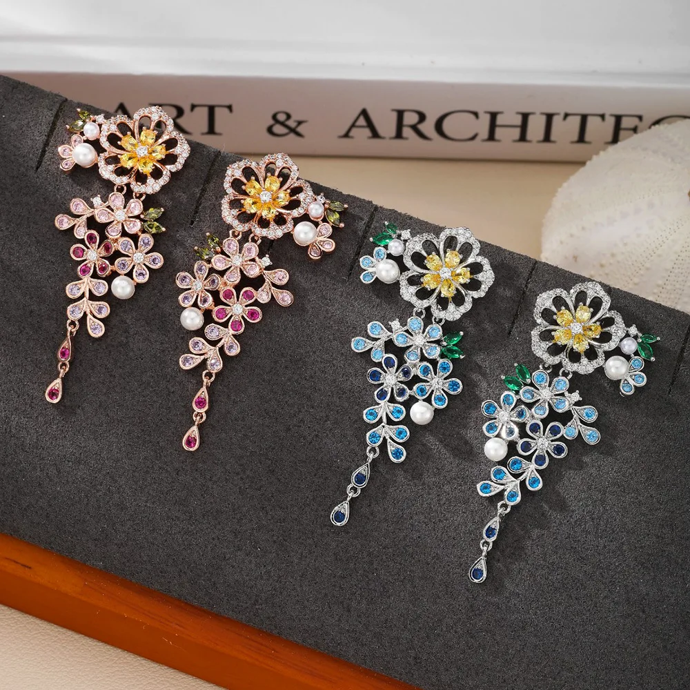 

Missvikki New Luxury Trendy Pendant Earrings Full Micro Elegant Shiny Cubic Zirconia for Women Bridal Wedding Party Jewelry