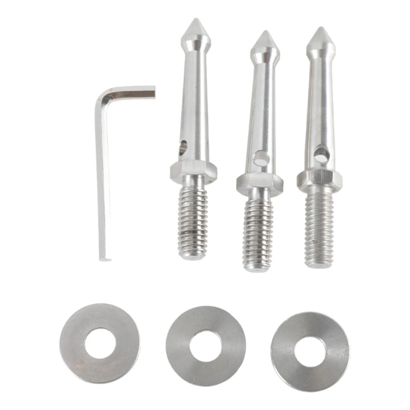 3Pcs/pack Stainless Steel Tripod Foot Spikes Enhances Stability 3/8Inch Thread