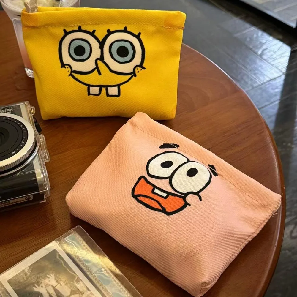Cute SpongeBob Cartoon Makeup Bag - Stylish High-Capacity Toiletry Organizer, Portable Handheld Pouch for Travel, Gift for Girls