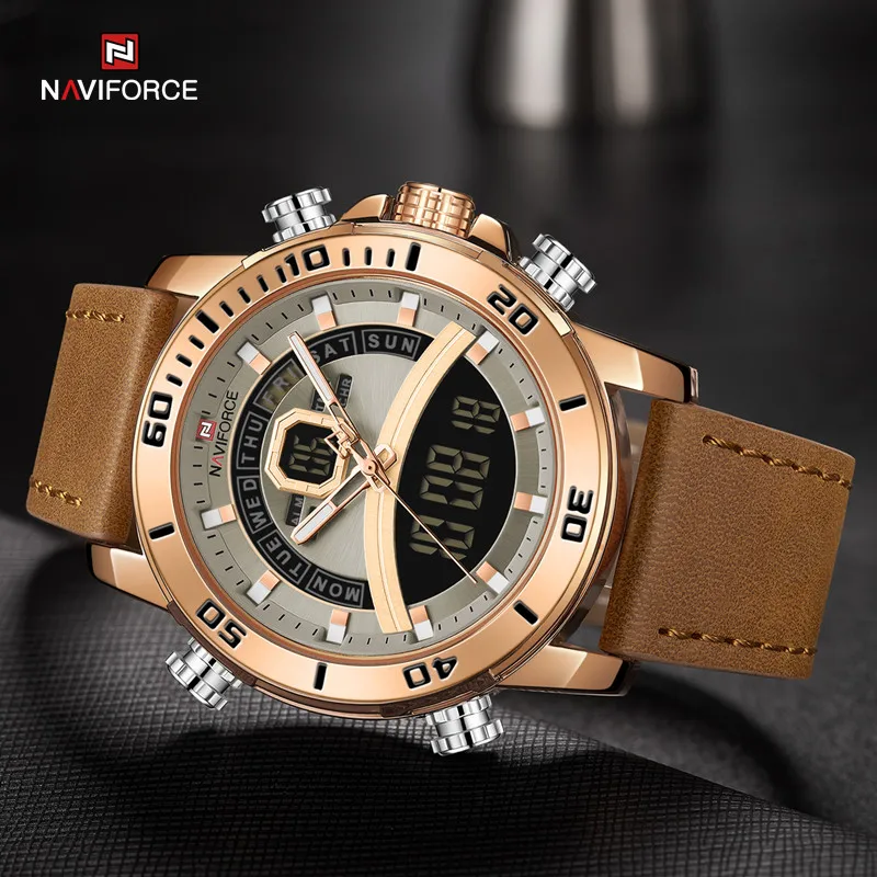 

Military Sport Watches for Men NAVIFORCE Luminous Waterproof Wristwatches Dual Display Multifunction Male Clock Relogio Feminino