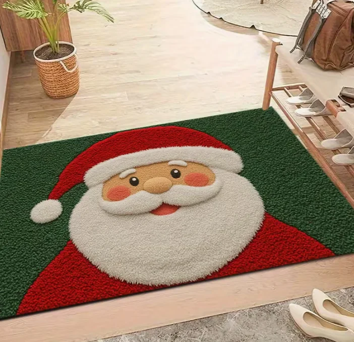 One Cute Santa-Themed Rug for The Holiday Season. This Christmas Rug Is Soft, Absorbent Non-Slip Washable and Easy To Maintain