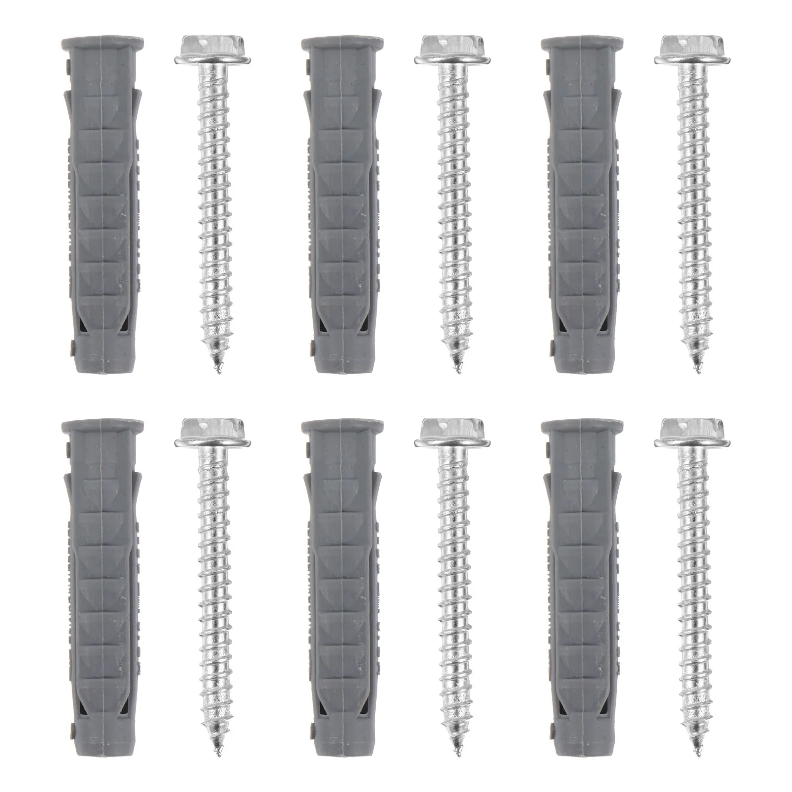 6Pcs Installation Expansion Screws Plastic Ribbed Wall Anchors Kit for TV Mount Carbon Steel Anti-Rotation Screws
