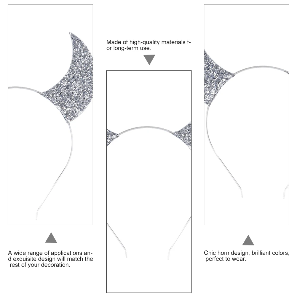 

2Pcs Demon Horn Hair Hoop Glitter Cloth Halloween Costume Kids Props Flexible Party Accessories Hair Tools