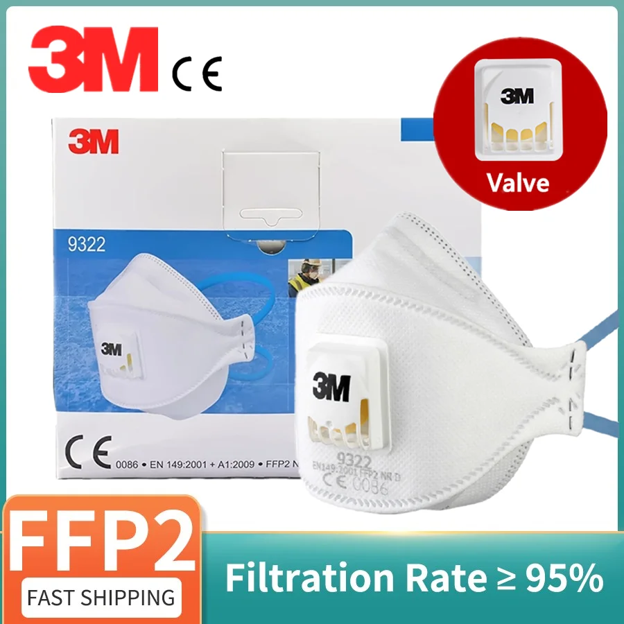 

3M Aura 9322 Mask FFP2 Valved Headband Particulate Dust Mask Respirator Anti-haze Protective Masks 3M Original Fast Shipping