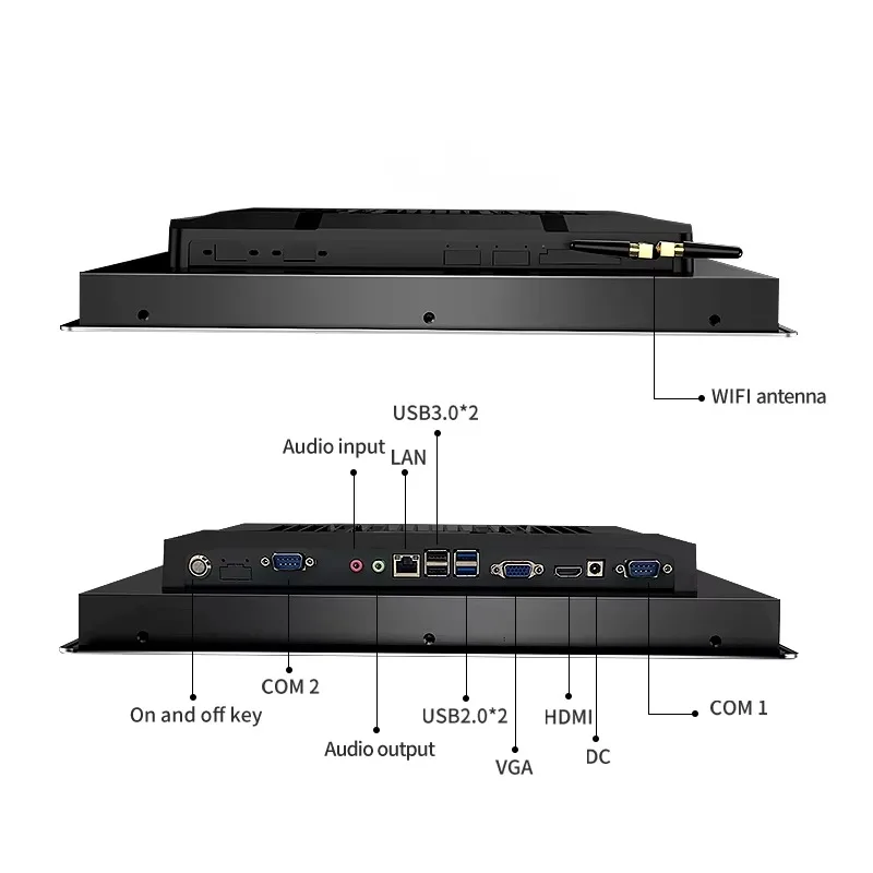 

10.4 12.1 13.3 15.6 15 17 19 21.5inch I3 I5 I7 Customize 1000nits Rs485 Rs232 Touch Screen Pc All In One Industrial Panel Pc