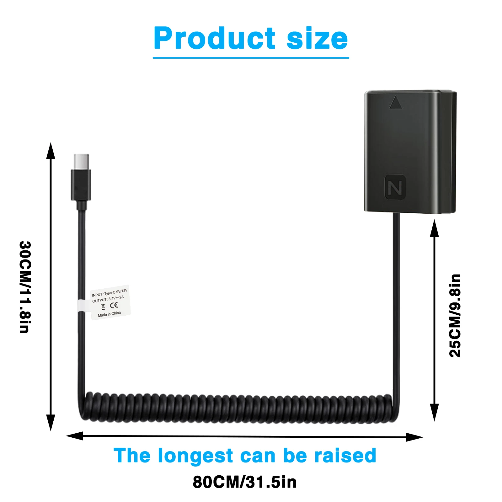1Pcs PD-FZ100 Dummy Battery with Type C Compatible with Sony Alpha A6600 ZV-E1 FX3 FX30 A7CII ZV-E10II A7C A7CR A1 A7III A7IV A9