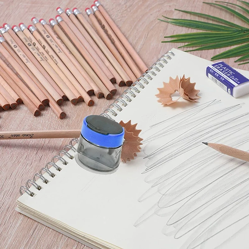 4 Pcs Sharpener, Sharpener For Students, Manual Sharpener, Double Hole Sharpen, Triangular Pencil Sharpener, Blue