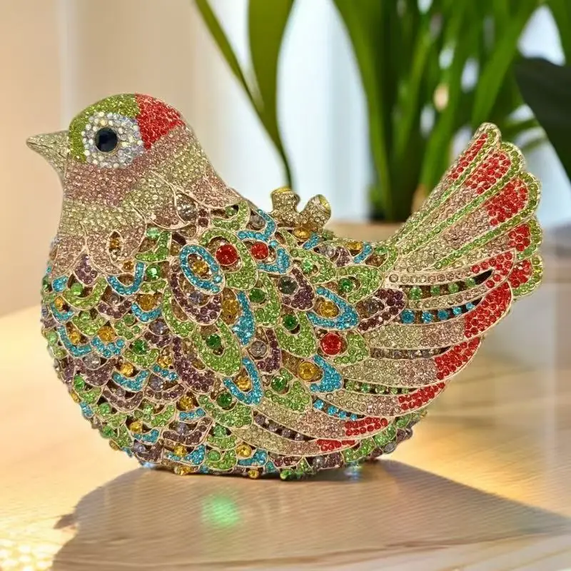 

Rhinestone and Pigeon Shape Women's Clutch Bag crystal and rhinestone evening bags designer evening crystal bag