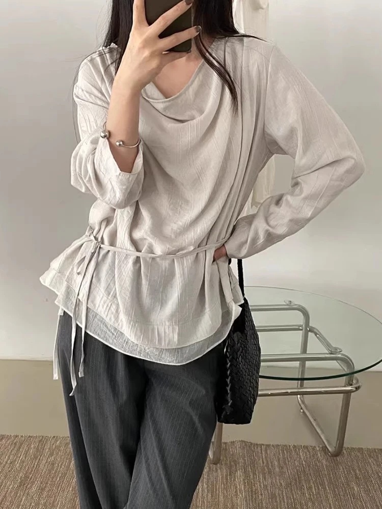 

Ele Осенний новый женский длинный све ирт с затягивающей талией, нейлоновая текстура, двухслойный шикарный двойной костюм для поездок на работу