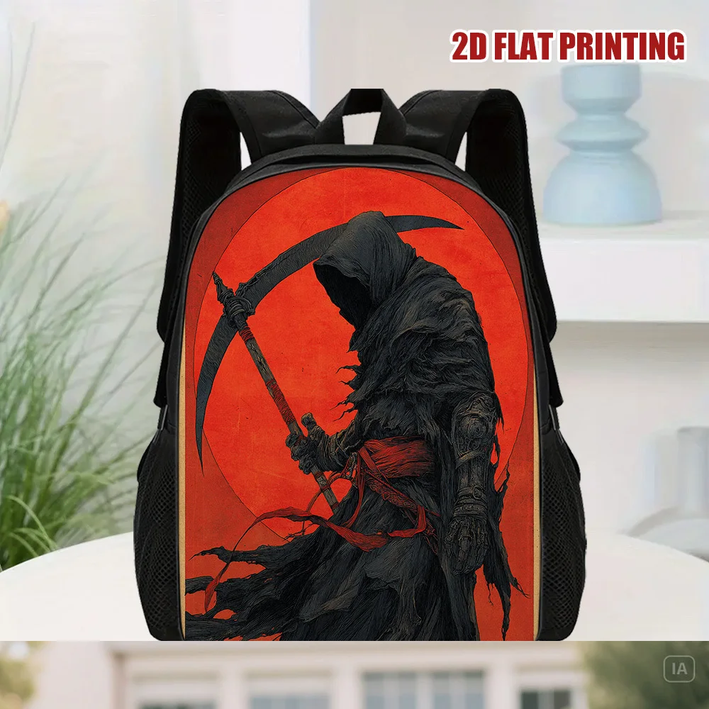 

1 Pc Halloween Reaper Backpack - Large Capacity Travel Shoulder Bag with Washable Zipper Closure, Dual Strap Backpack for Work