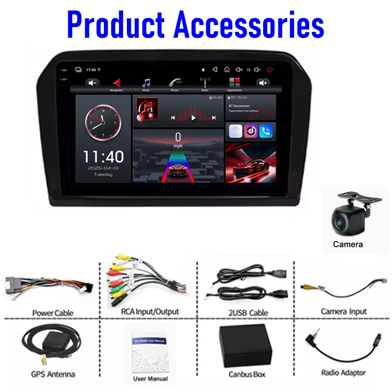 Auto radio 9'' Für VW Jetta 2012-2017 Stereo Head Unit Drahtlose Apple Carplay Android 15 Auto GPS Kamera Google karte WIFI 4-64GB