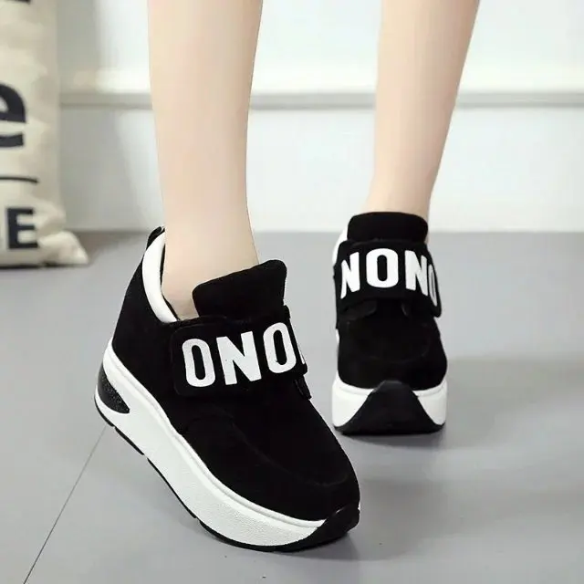 Shoes Women Casual Sneakers Tennis Female Woman-shoes Platform Fashion Trainers Roses Thick Sole High Leisure Hook & Loop Increa