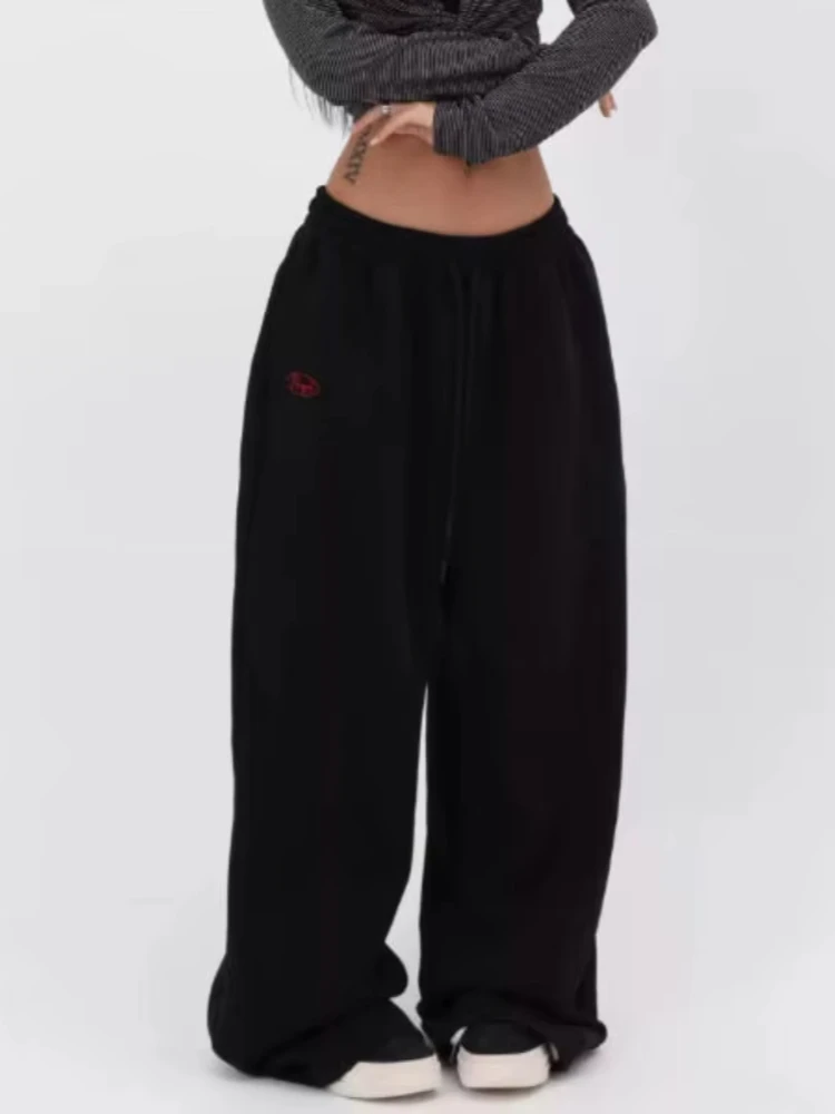 HOUZHOU Oversized Y2k Grey Sweatpants Women Joggers Vintage Hip Hop Korean Pants Casual Harajuku America Retro Trousers Autumn