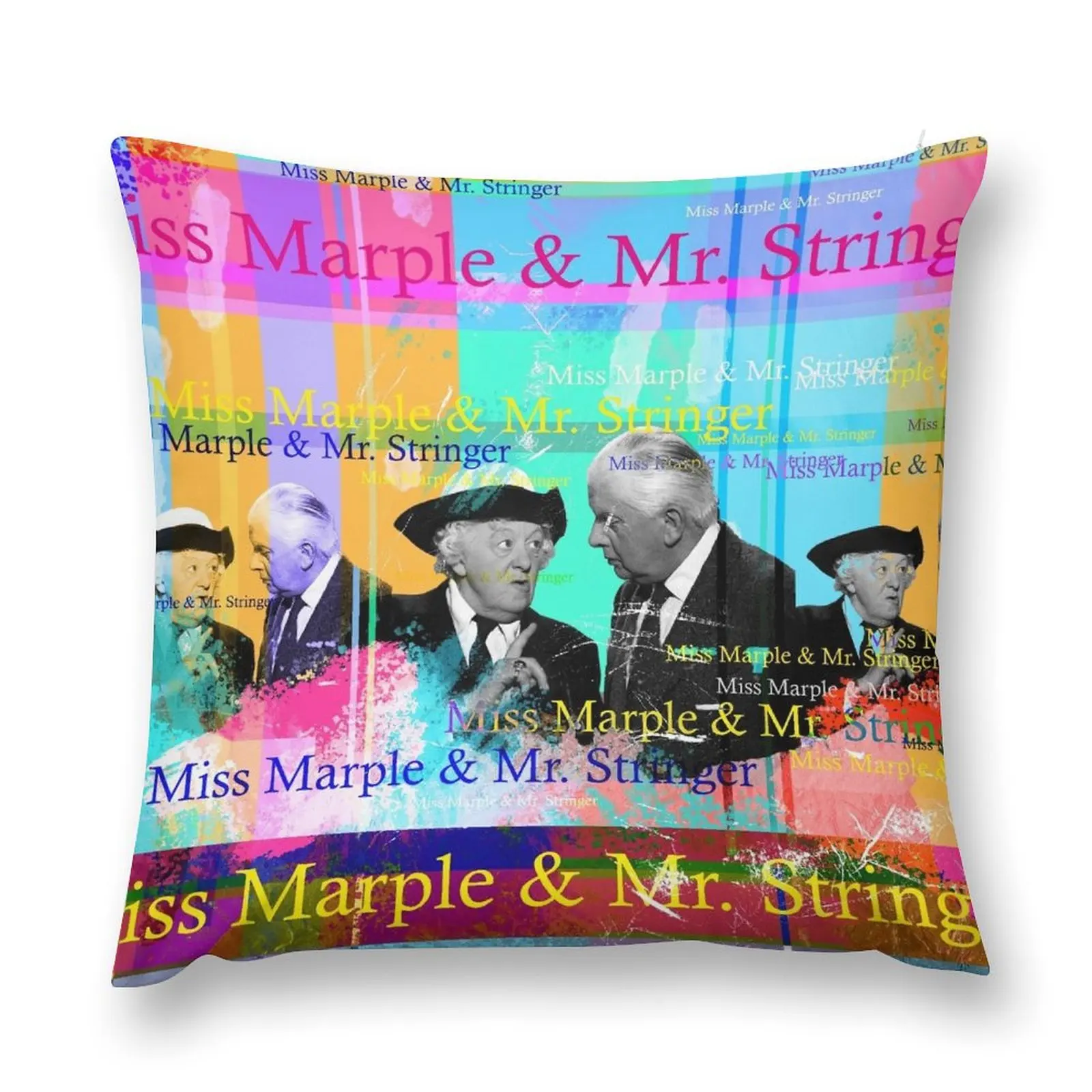 the crafty Miss Marple and Mister Stringer, Agatha Christie Throw Pillow Luxury Cushion Cover Christmas Pillow Cases pillow